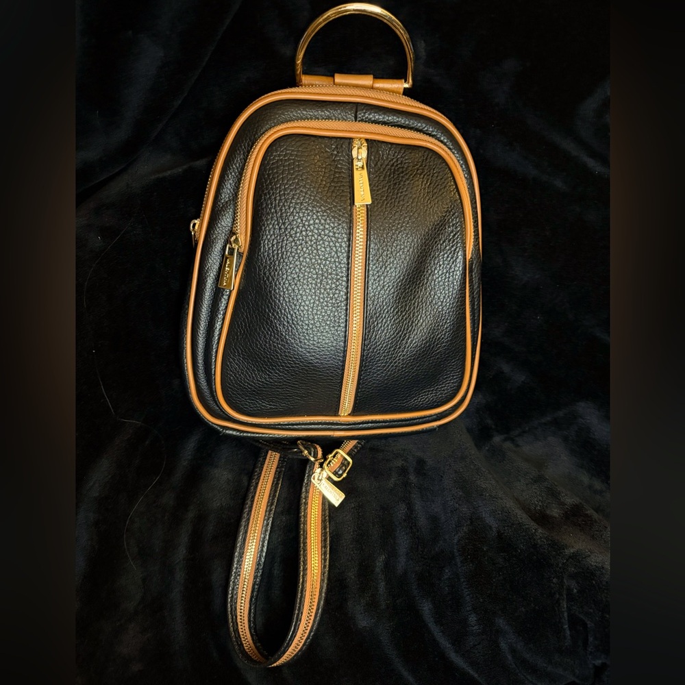 🖤✨Valentina Black Pebbled Leather Convertible Backpack✨🖤NWOT✨🖤 - Picture 9 of 13